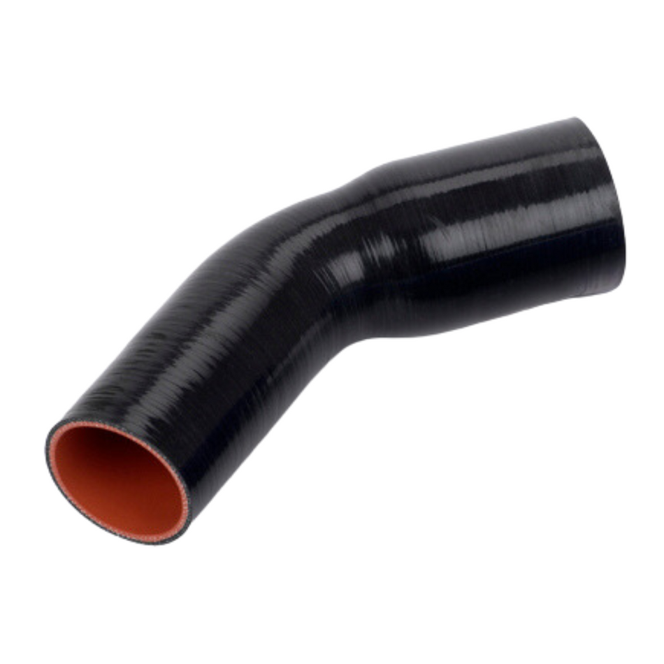 2.25in x 2.5in I.D. Black 45 Degree Silicone Reducer │ Flex Technologies │ All Pro Truck Parts