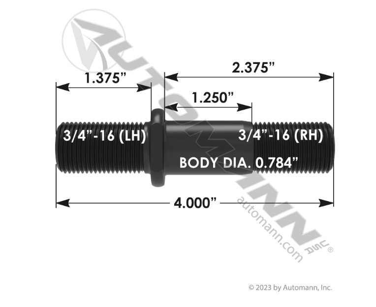 Automann 201.7004L Double Ended Wheel Stud Replacement for Euclid E-5561-L │ Automann │ All Pro Truck Parts