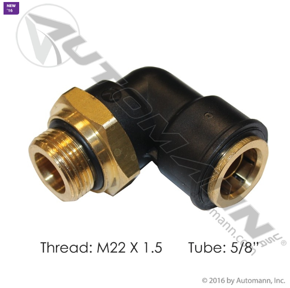 Automann 177.V20999385 Composite 90 Degree PTC Air Fitting 5/8 Tube X M22X1.5 Thread