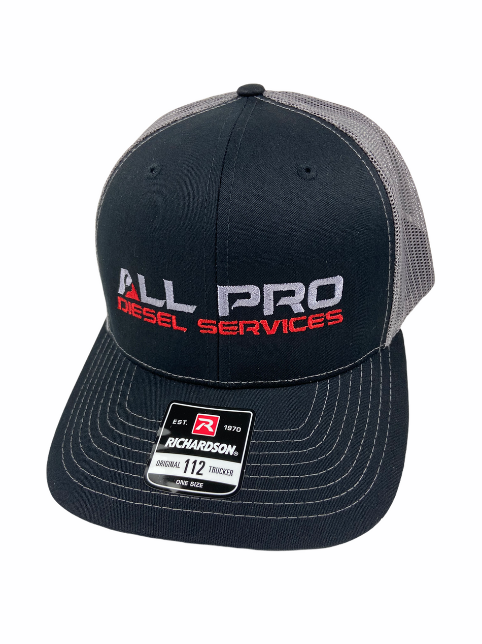 All Pro Diesel Services Black and Grey Richardson 112 Trucker Hat │ All Pro Truck Parts │ All Pro Truck Parts