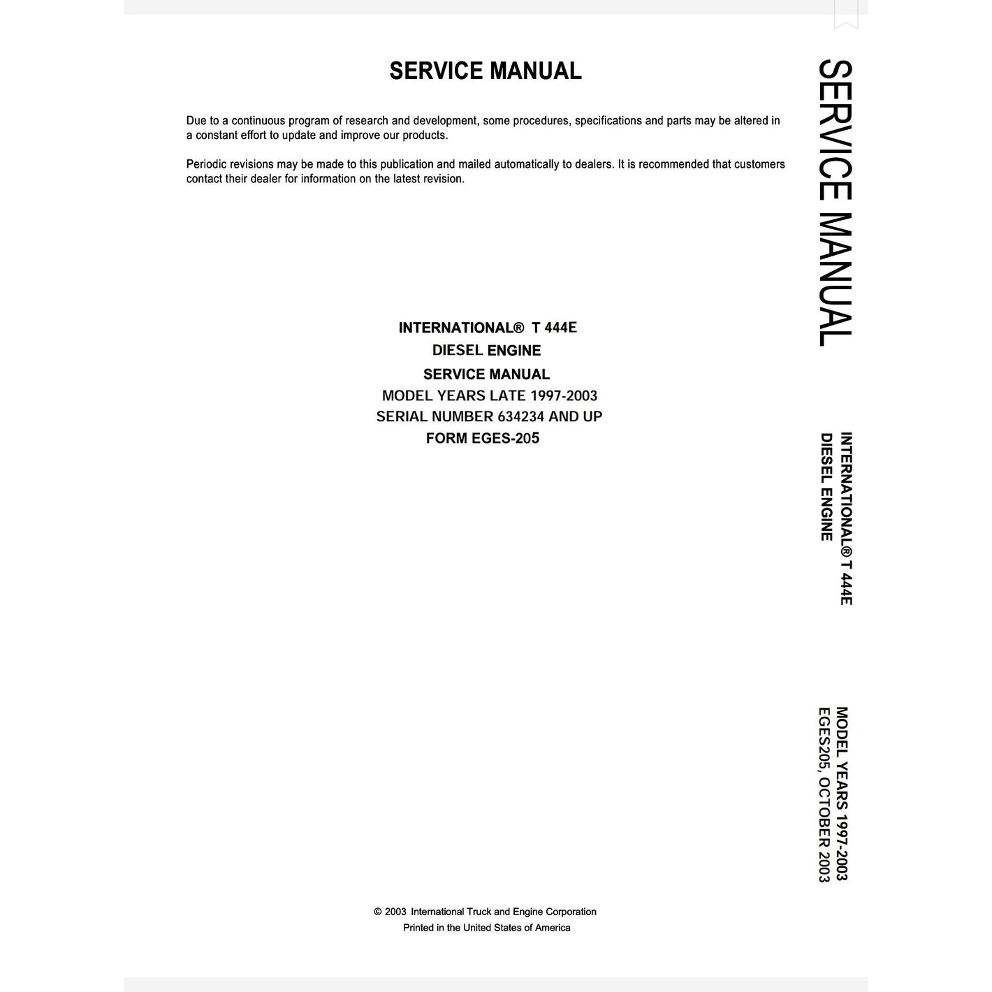 International T444E Engine Service Manual │ International │ All Pro Truck Parts